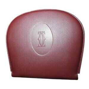 Cartier Must De Cartier Bordeaux Leather Coin Pouch Case Wallet w/ COA Vintage